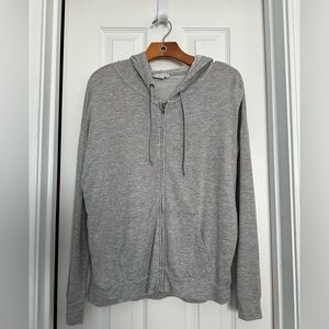 American Eagle Oversized/long grey zip up light weight hoodie M, like new